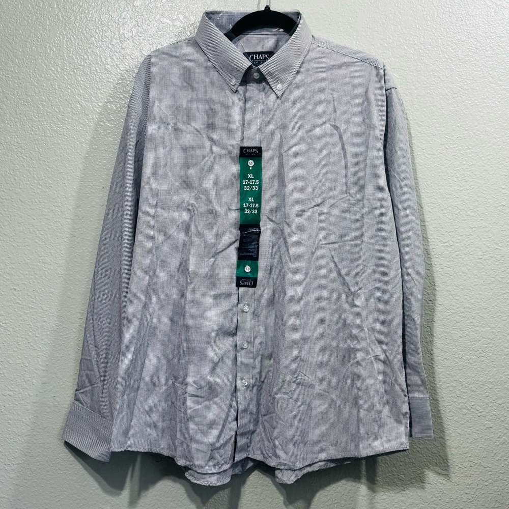 Chaps Gray Dress Shirt Cotton Blend Long Sleeves